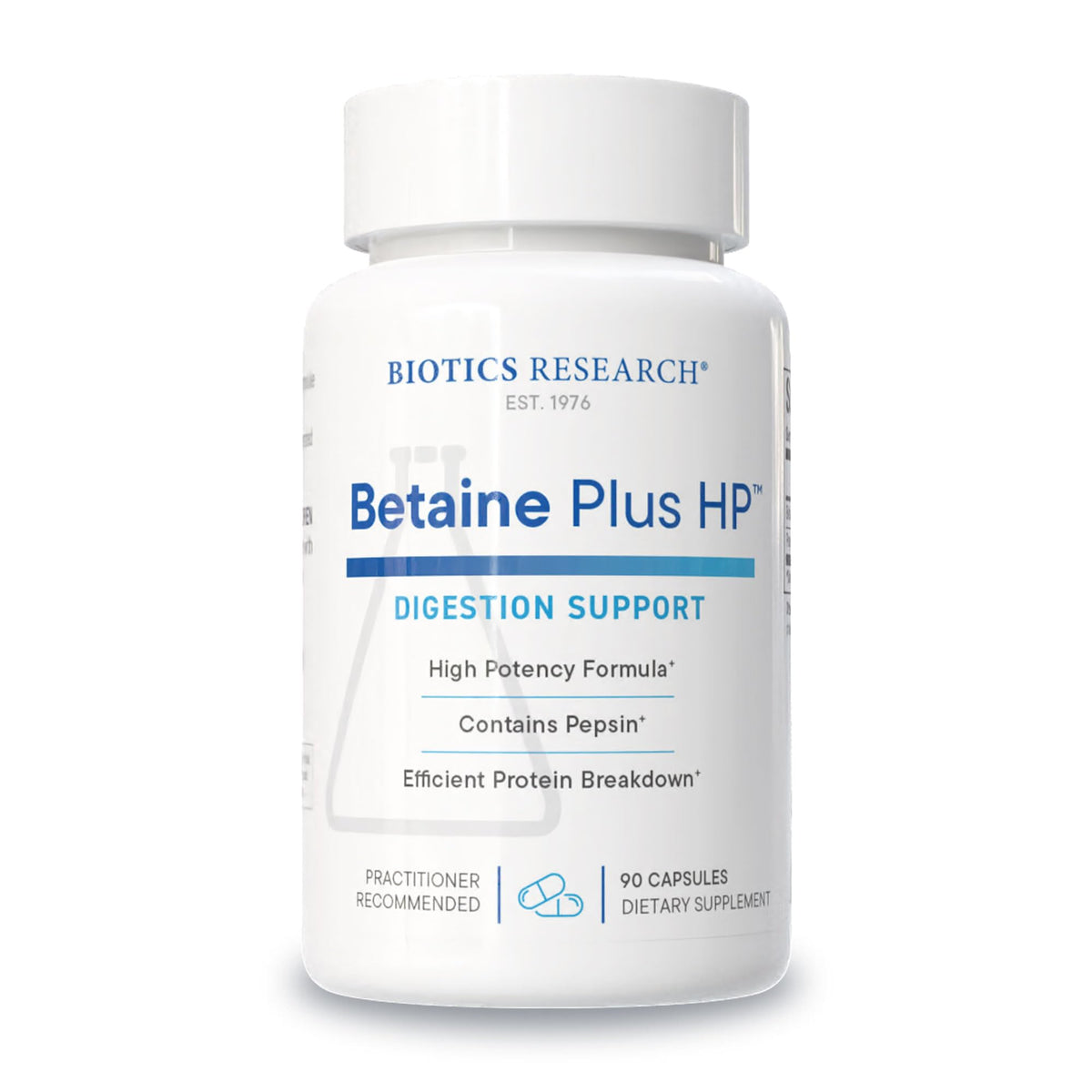BIOTICS RESEARCH Betaine Plus HP HCL 700mg capsules front view
