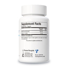 BIOTICS RESEARCH Betaine Plus HP HCL 700mg capsules side view