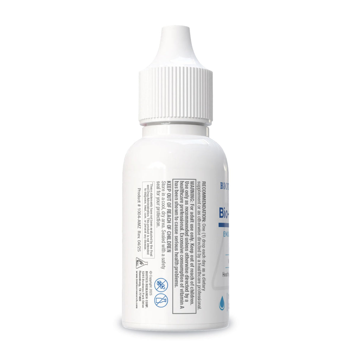 BIOTICS RESEARCH Bio Ae Mulsion vue de côté montrant le bouchon