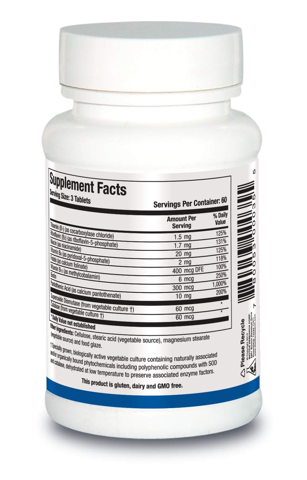 BIOTICS RESEARCH Bio-B 100 Complexe B packaging avec étiquettes
