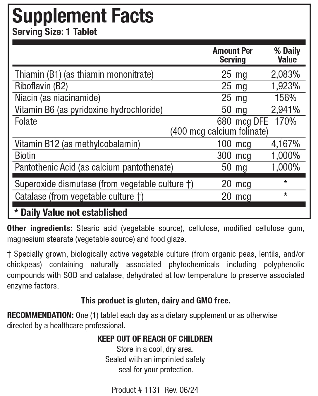 BIOTICS RESEARCH Bio B Complex 90 tablettes vue arrière