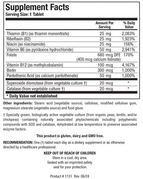 BIOTICS RESEARCH Bio B Complex 90 tablettes vue arrière