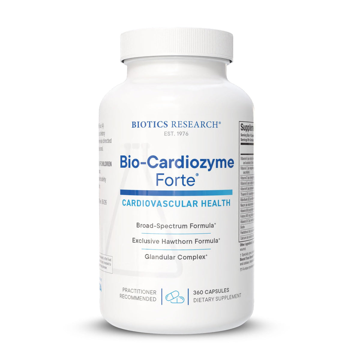 BIOTICS RESEARCH Bio Cardiozyme Forte 360 capsules vue de face