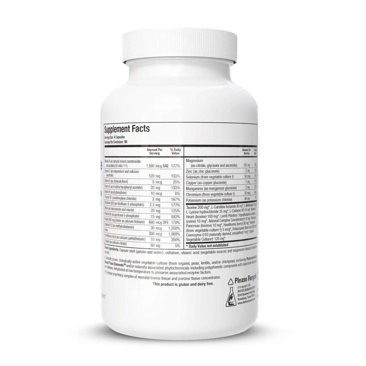 BIOTICS RESEARCH Bio Cardiozyme Forte emballage arrière