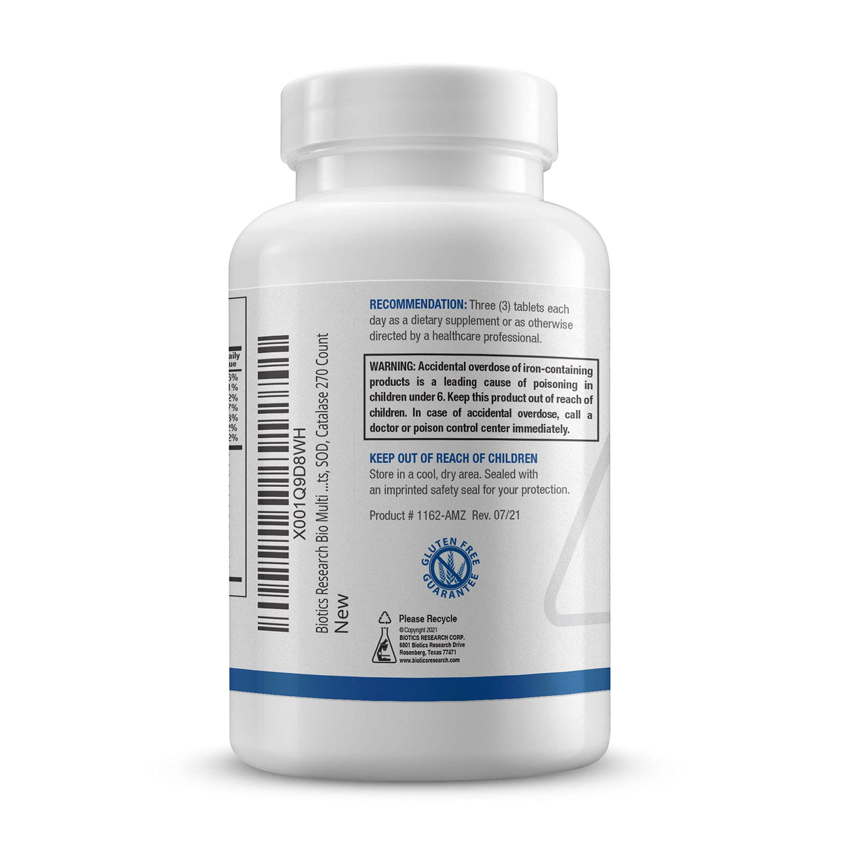 BIOTICS RESEARCH Bio-Multi Plus 270 comprimés vue arrière