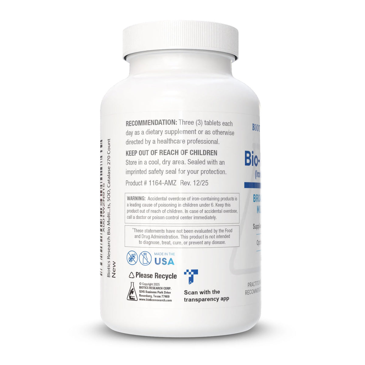 BIOTICS RESEARCH Bio Multi Plus Multivitamines 270 comprimés sur une table