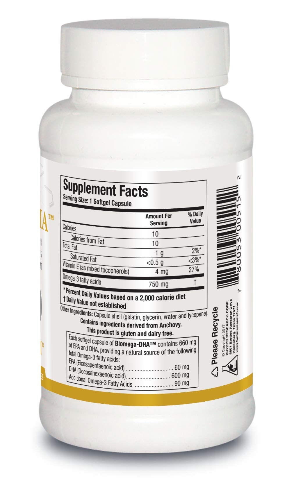 BIOTICS RESEARCH Biomega DHA gélules avec étiquette