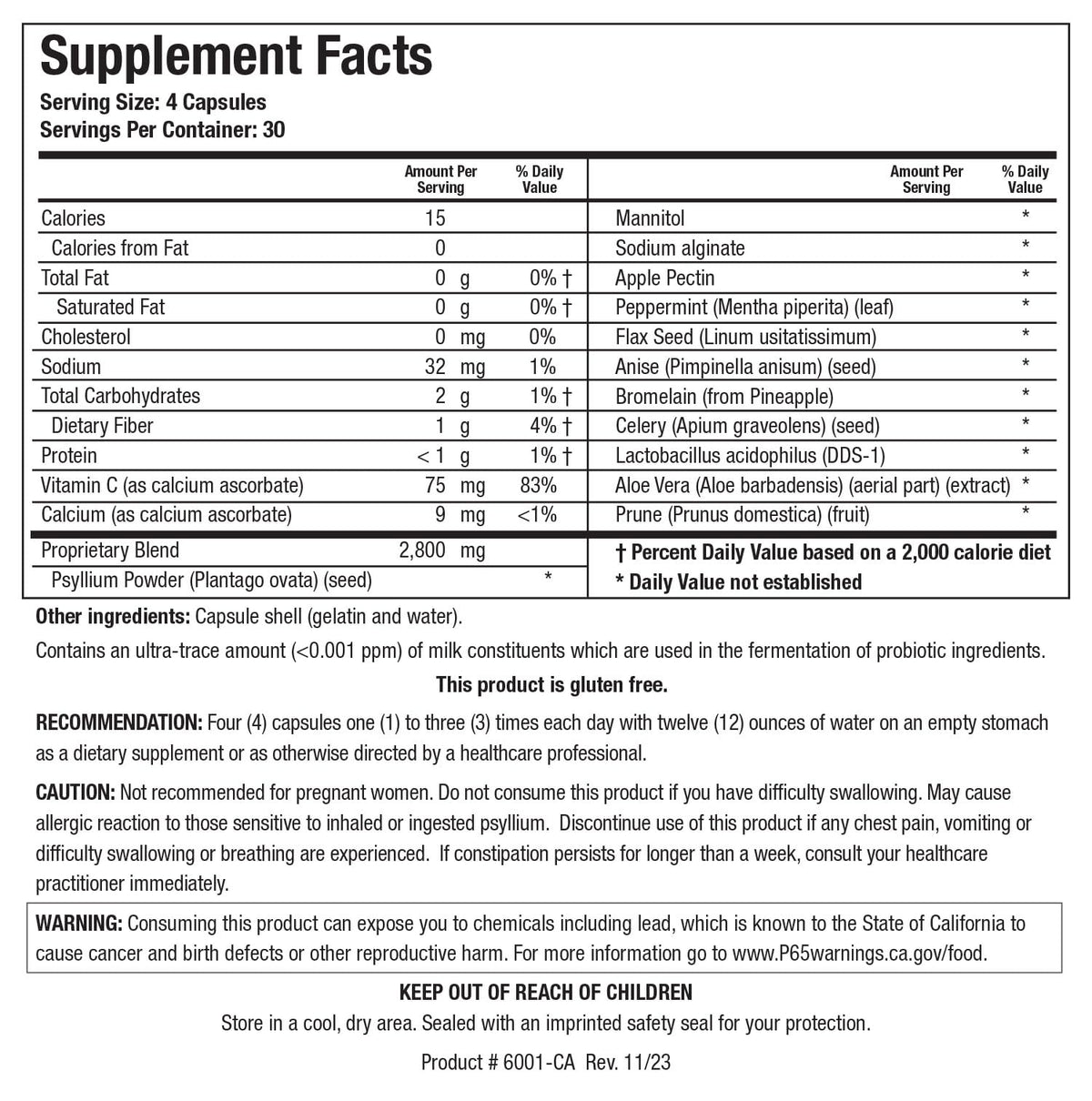 BIOTICS RESEARCH Colon Plus Caps 120 capsules, étiquette détaillée
