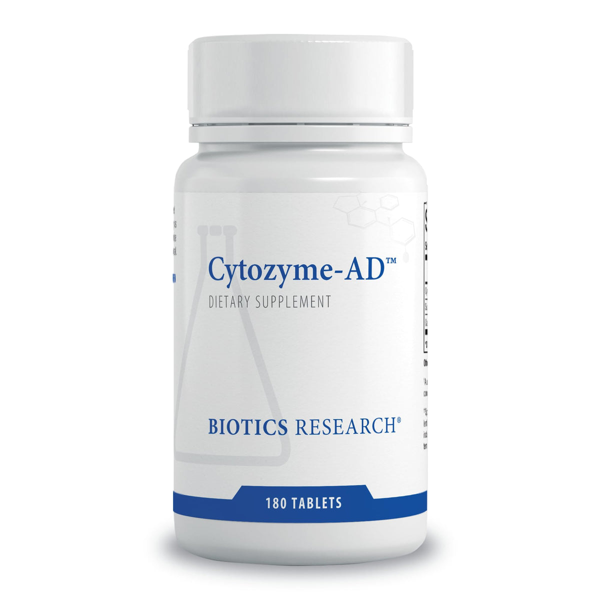BIOTICS RESEARCH Cytozyme-AD 180 comprimés devant un fond neutre