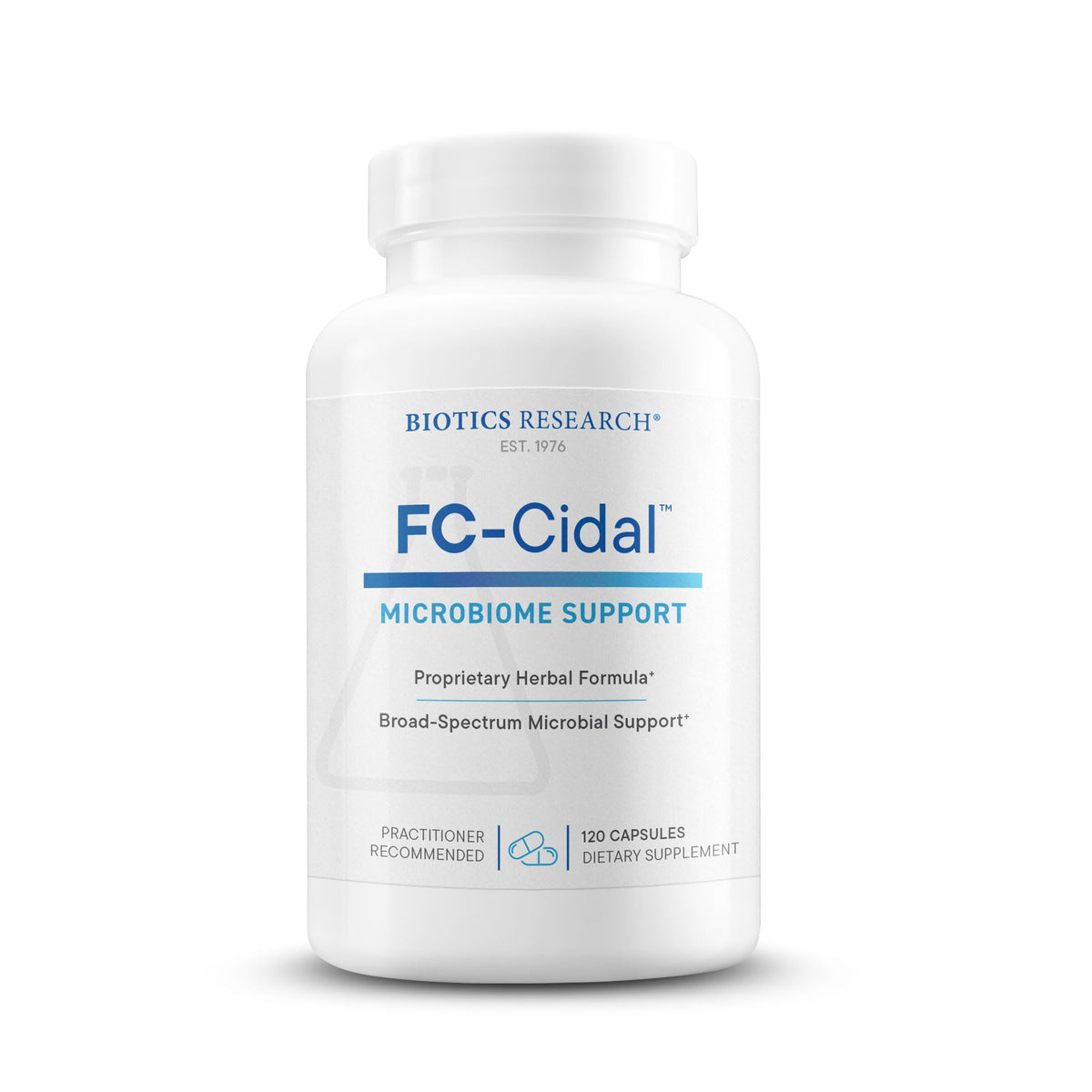 BIOTICS RESEARCH FC Cidal™ Mélange Herbal 500 mg 120 Caps - vue de face