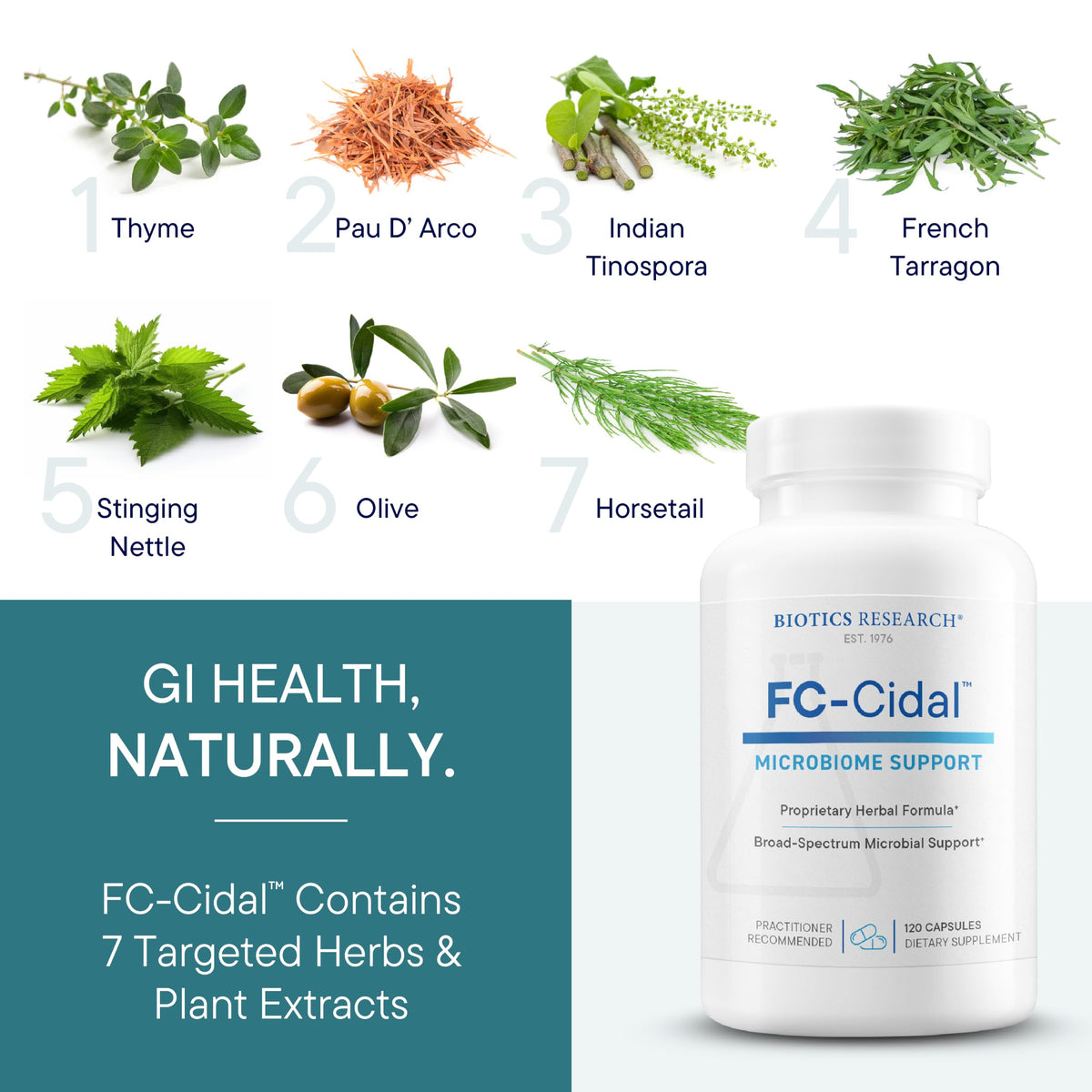 BIOTICS RESEARCH FC Cidal™ Mélange Herbal 500 mg - produit avec des herbes