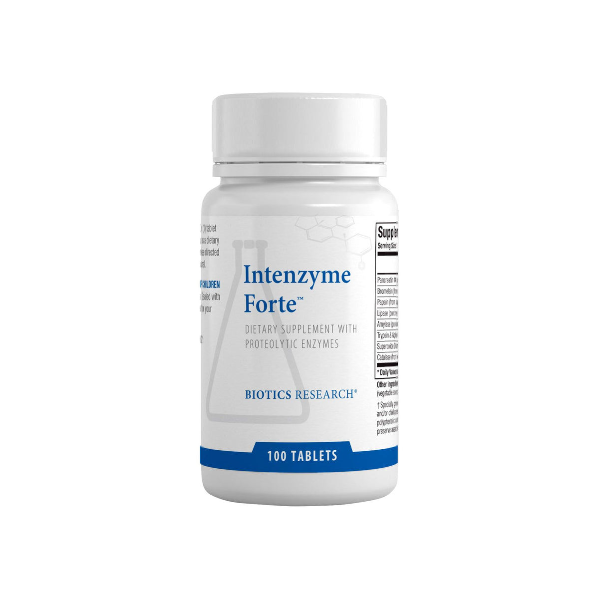 BIOTICS RESEARCH Intenzyme Forte™ 100 comprimés en boîte