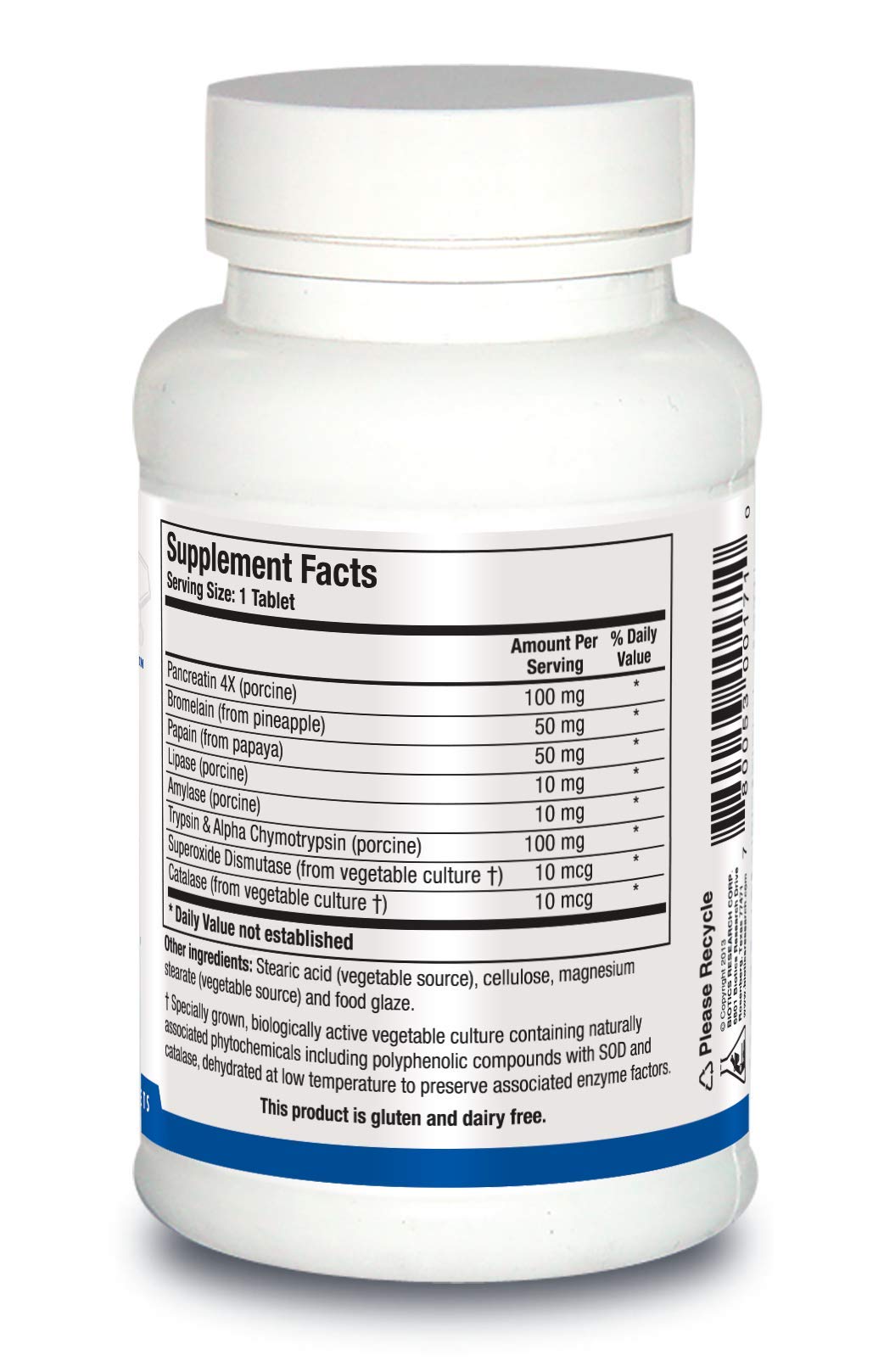 BIOTICS RESEARCH Intenzyme Forte™ comprimés sur une surface