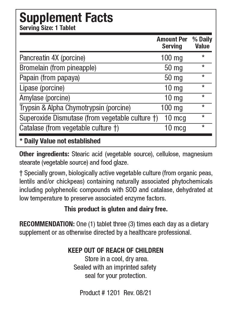 BIOTICS RESEARCH Intenzyme Forte™ étiquette du produit