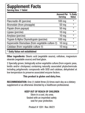 BIOTICS RESEARCH Intenzyme Forte™ étiquette du produit