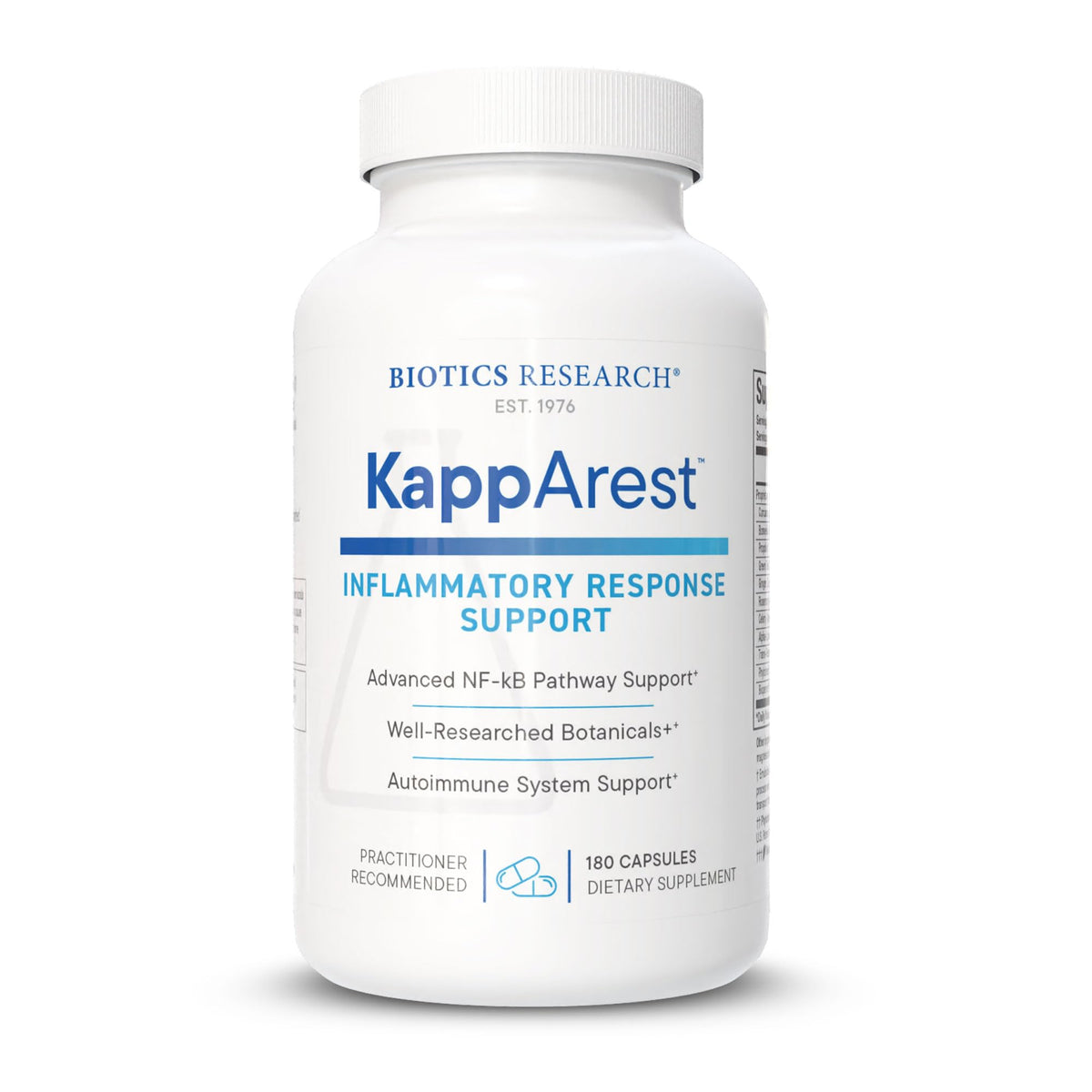 BIOTICS RESEARCH KappArest™ Curcuma 1150mg 180 capsules - vue de l'emballage