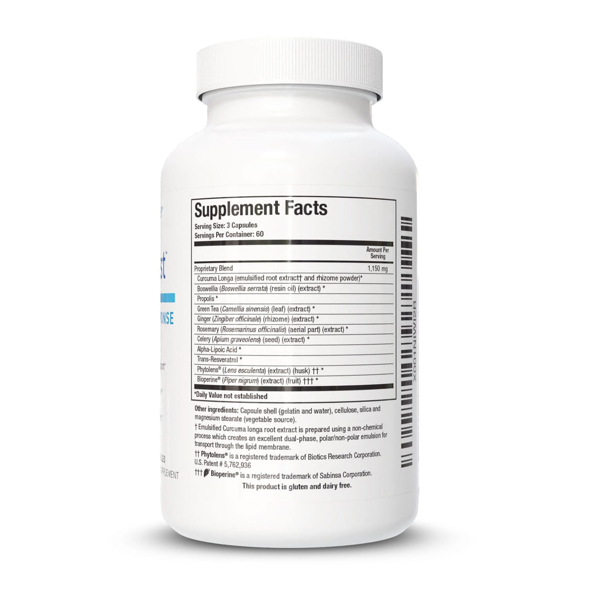 BIOTICS RESEARCH KappArest™ Curcuma 180 capsules - côté