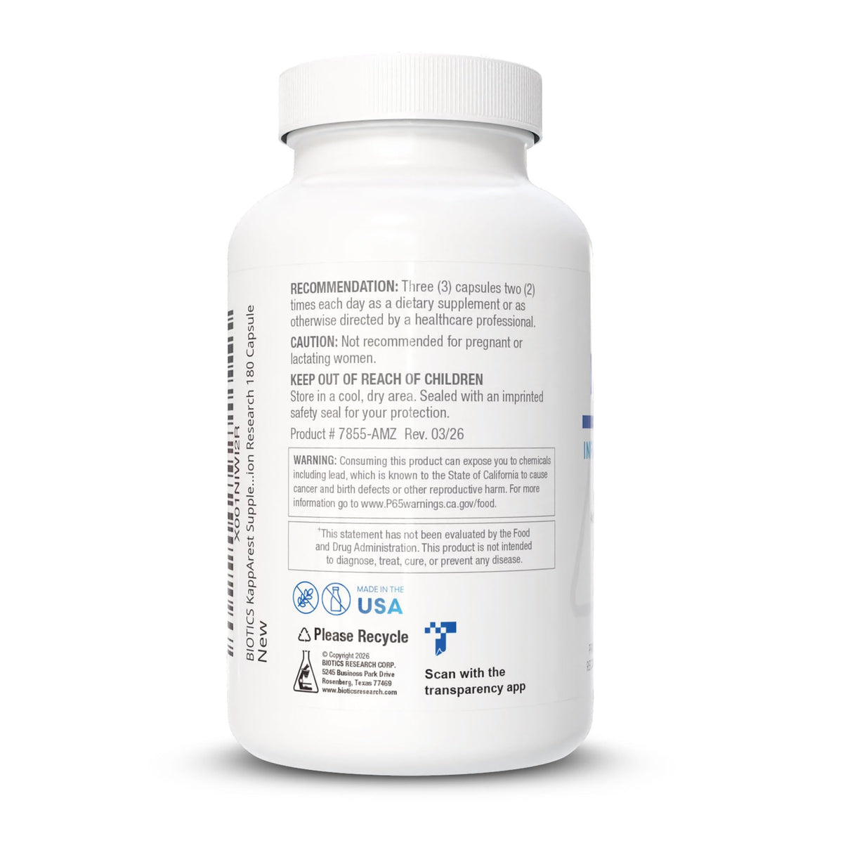 BIOTICS RESEARCH KappArest™ Curcuma 180 capsules - dos