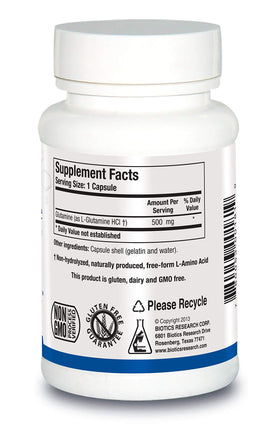 BIOTICS RESEARCH L-Glutamine 500mg 180 Capsules - vue arrière