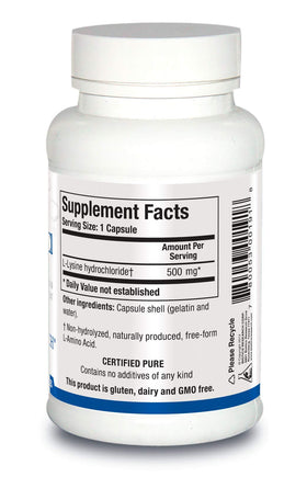 BIOTICS RESEARCH L-Lysine HCl capsules avec étiquette