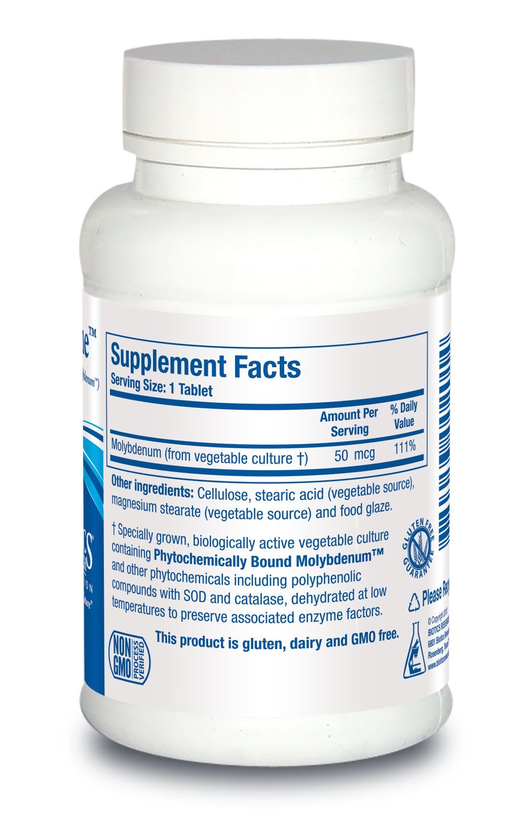 BIOTICS RESEARCH MoZyme Forte Molybdenum 50 mcg tablette arrière