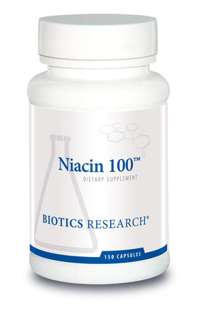 BIOTICS RESEARCH Niacine 100mg 150 capsules, vue de face