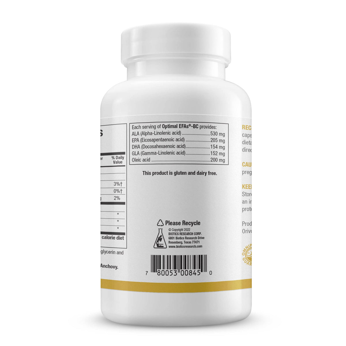 BIOTICS RESEARCH Optimal EFAs-BC 120 Softgels on a wooden table