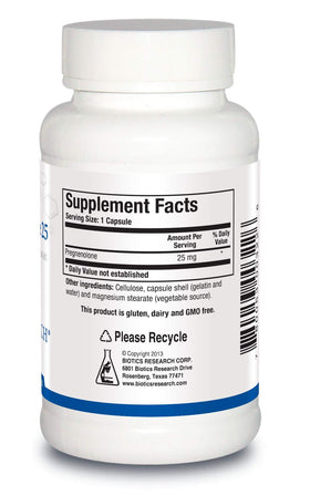 BIOTICS RESEARCH Pregnenolone 25mg 90 Capsules - vue arrière