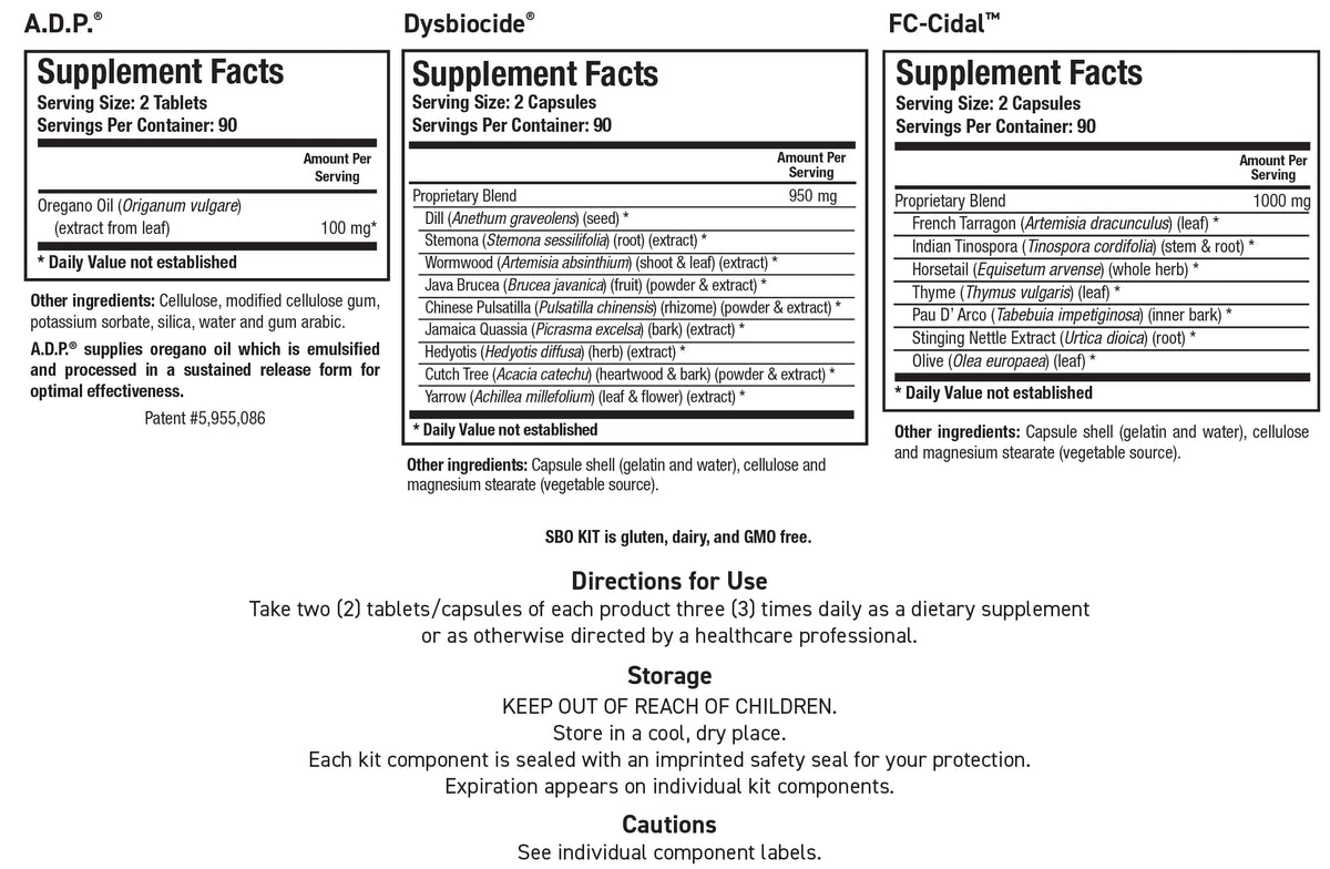 BIOTICS RESEARCH SBO Kit Intestinal Support capsules à l'intérieur