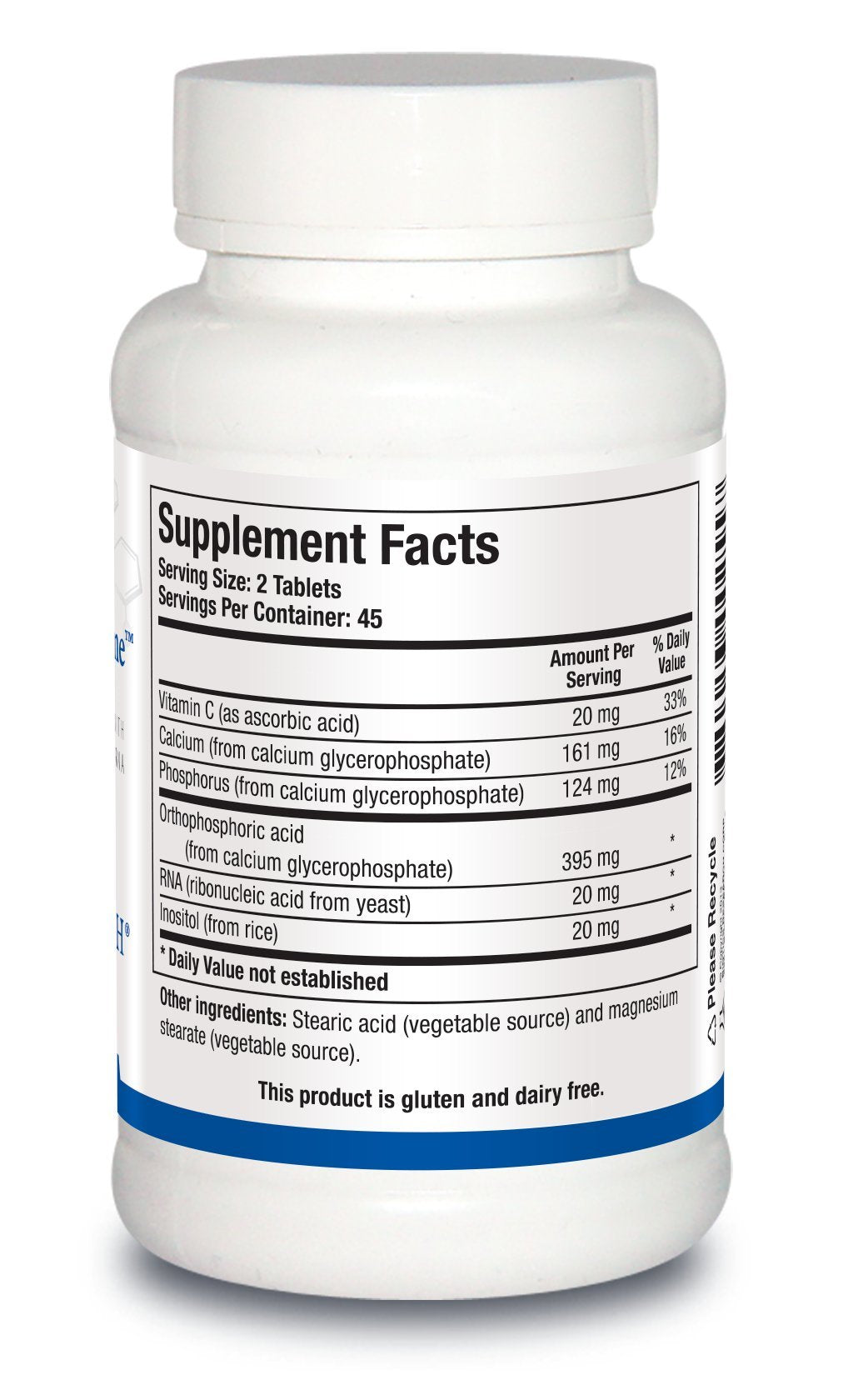 BIOTICS RESEARCH Super Phosphozyme côté de la boîte avec ingrédients listés