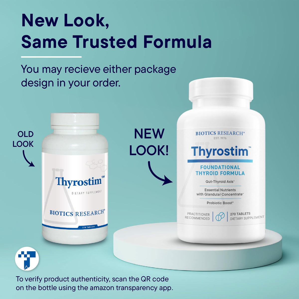 BIOTICS RESEARCH Thyrostim™ comprimés à côté d'un verre d'eau