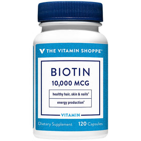 Biotine 1 000 MCG de The Vitamin Shoppe sur une surface en bois