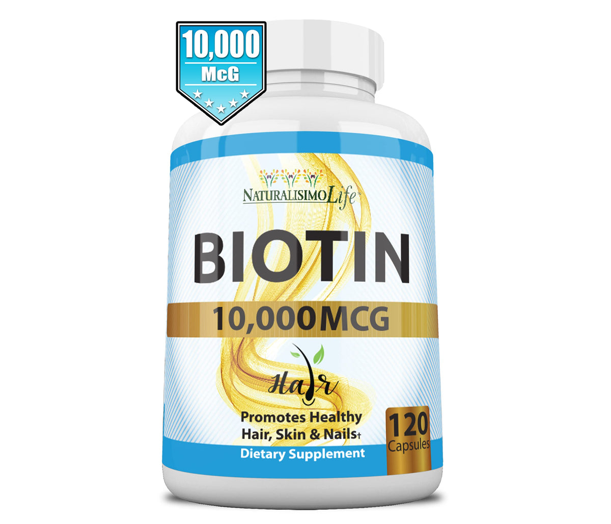 Biotine 10 000 mcg Décatela, capsules sur une surface blanche