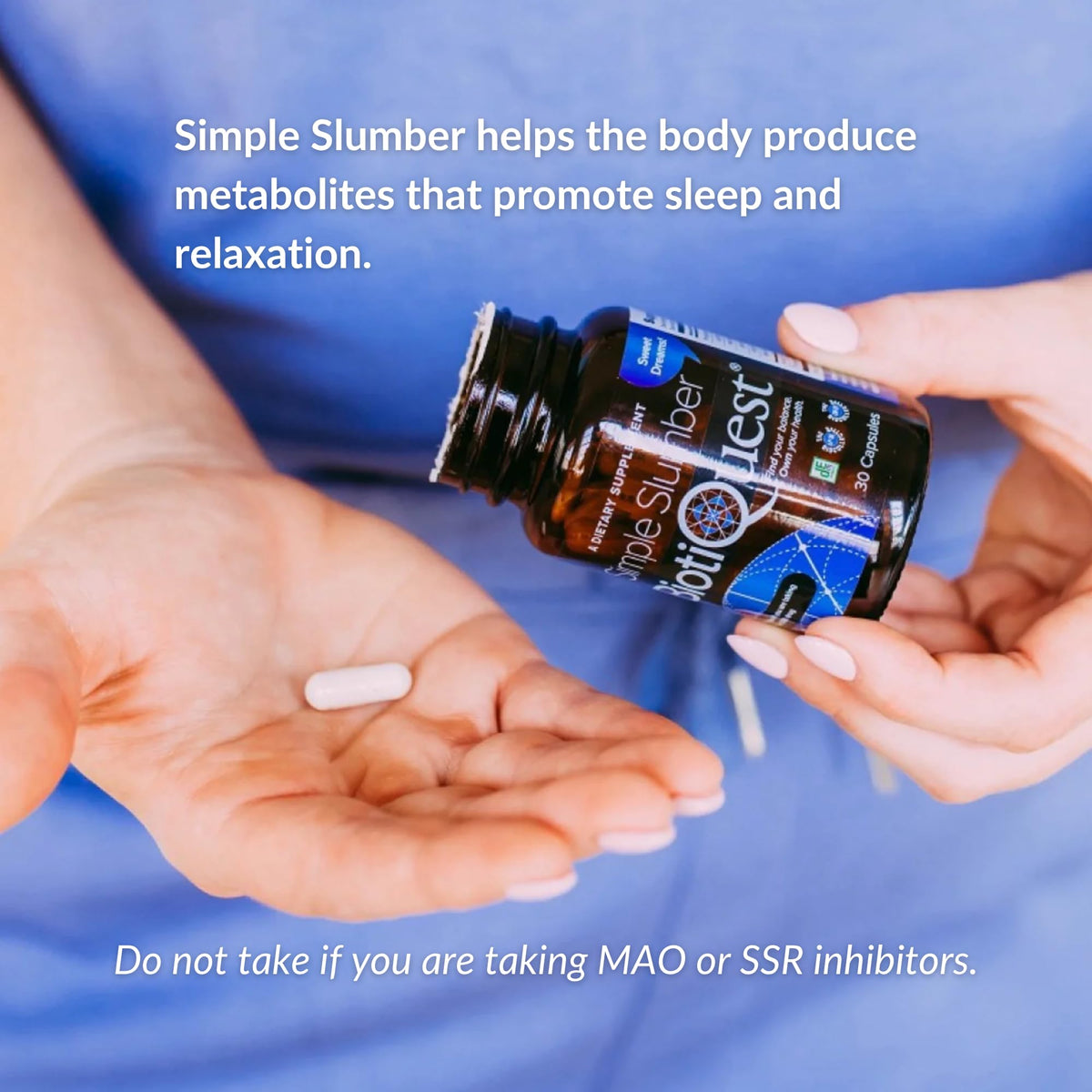 BiotiQuest Simple Slumber Probiotiques avec un verre d'eau