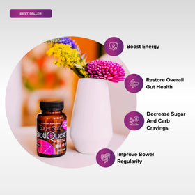 BiotiQuest Sugar Shift Probiotic capsules on a wooden surface