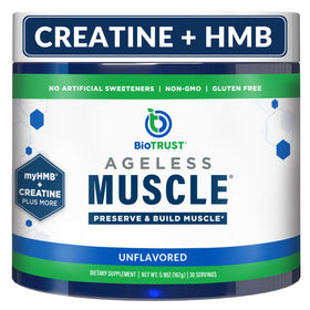 BioTrust Ageless Muscle Builder unflavored powder front view