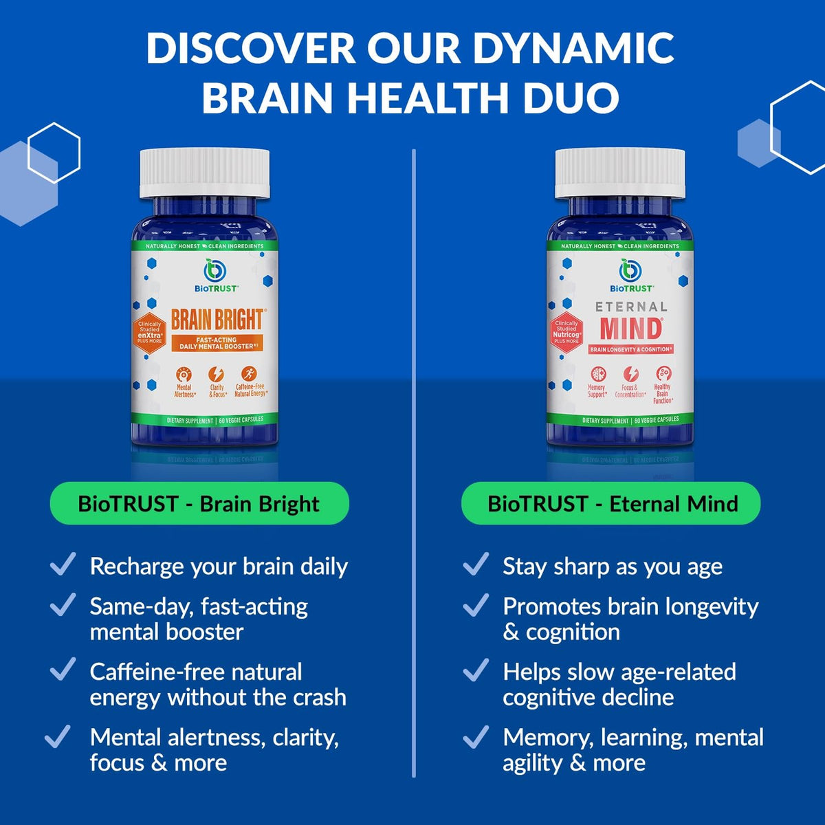 BioTrust Brain Bright capsules sur un fond neutre