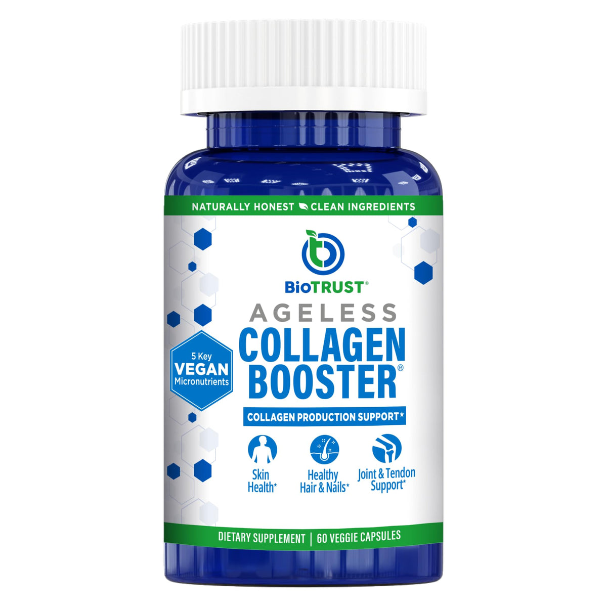 BioTrust Collagène Végétal 60 capsules avant l'ouverture