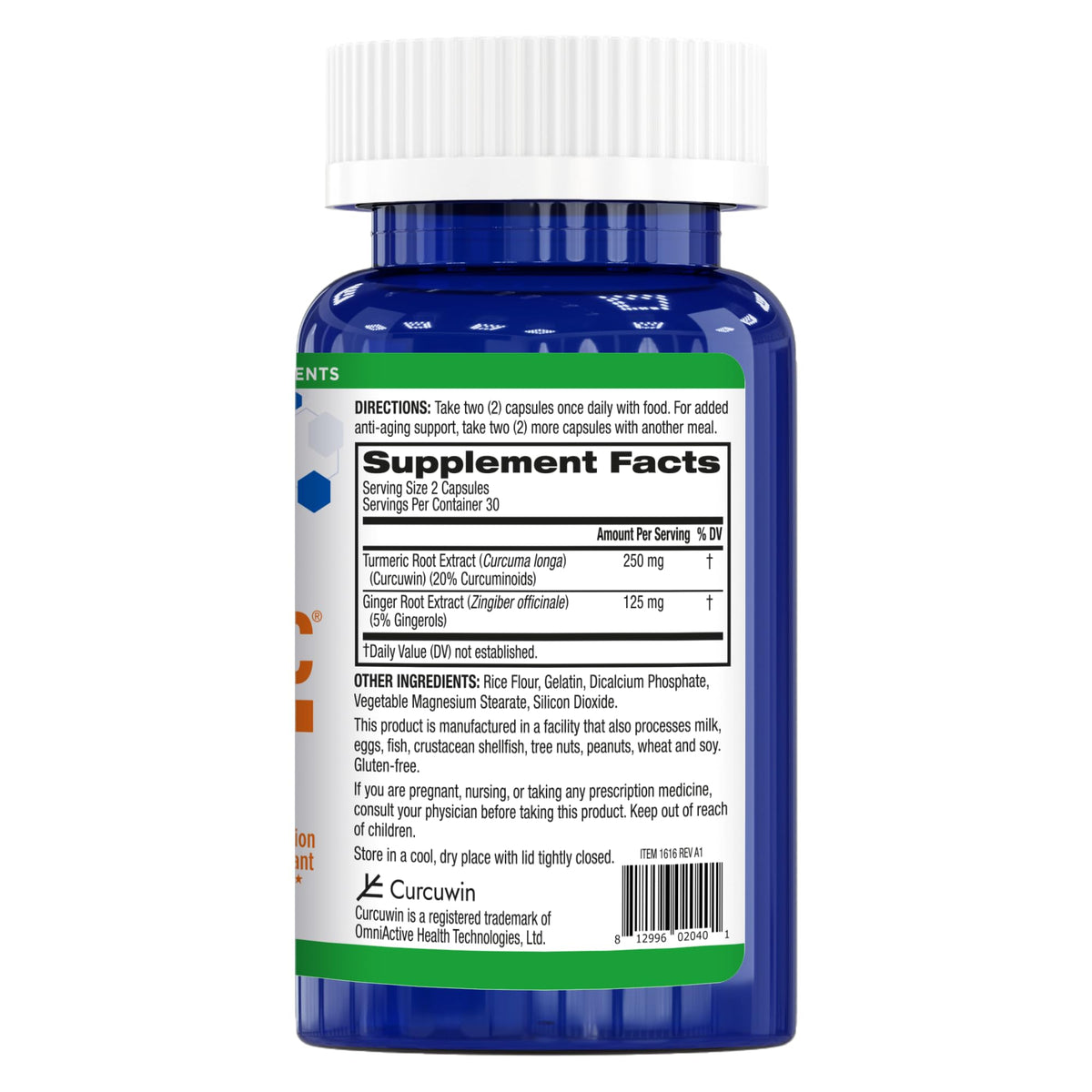 BioTrust Curcuma avec Gingembre - gélules sur fond neutre