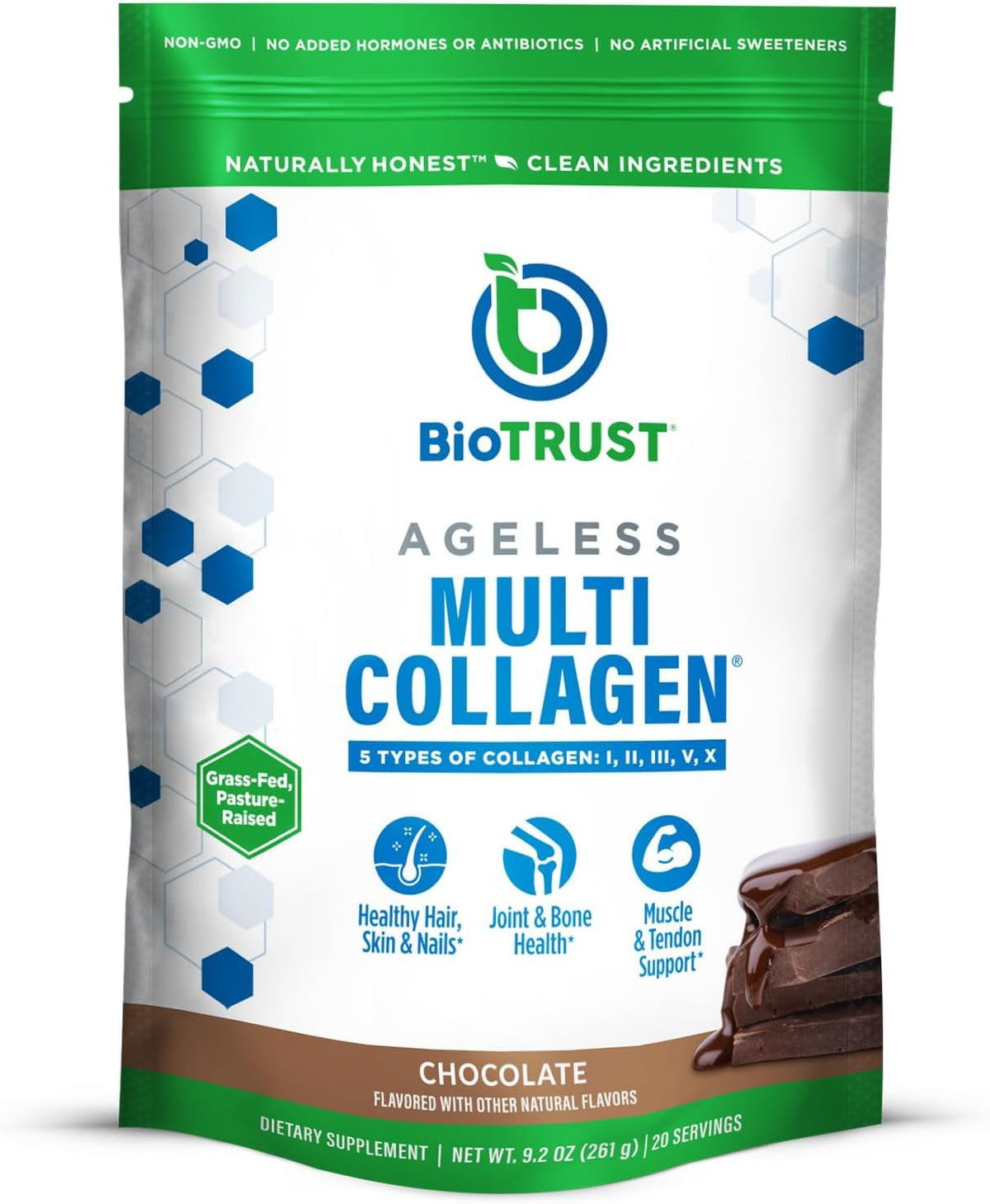BioTrust Multi Collagène Poudre Chocolat 272g vue avant