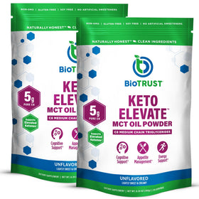 BioTrust Poudre d'Huile MCT C8 modèle de devant avec emballage