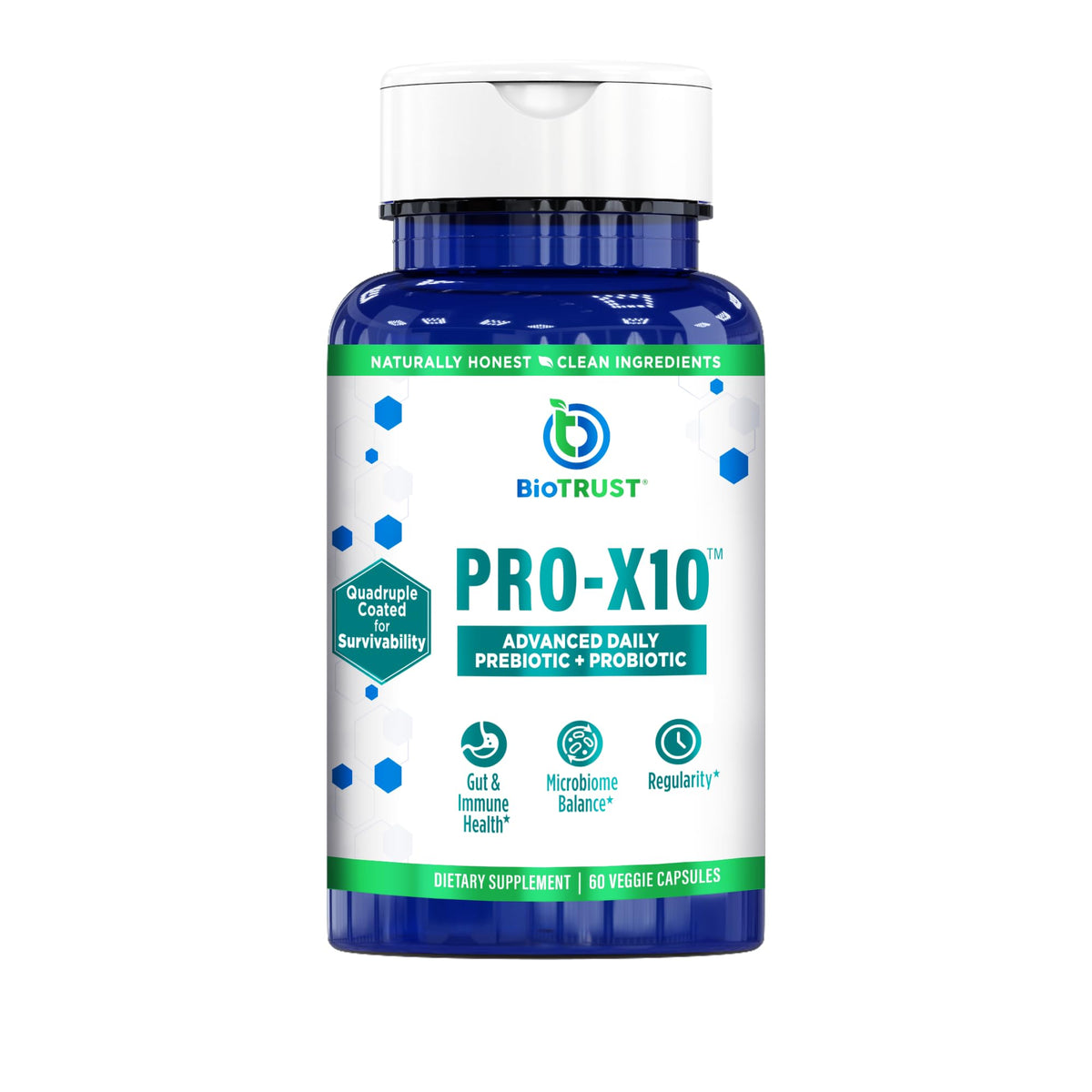 BioTrust Pro-X10 2.0 Complément Alimentaire Probiotique 60 Capsules vue de face