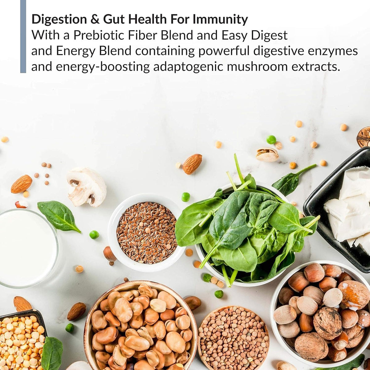 BioTrust Super Greens Poudre vue arrière avec informations nutritionnelles