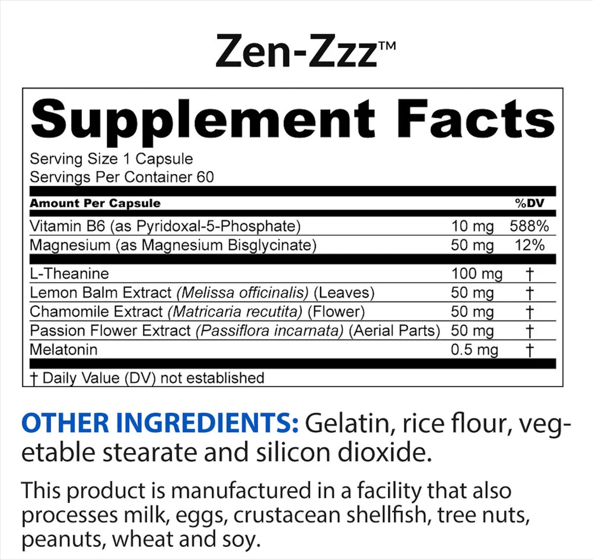 BioTrust Zen-Zzz complément alimentaire sommeil, capsules à l'intérieur du flacon