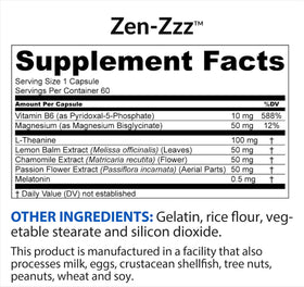 BioTrust Zen-Zzz complément alimentaire sommeil, capsules à l'intérieur du flacon
