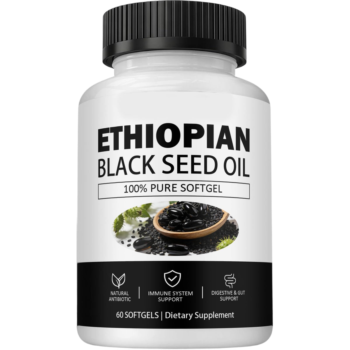 Biovitic huile de graines noires éthiopiennes 60 capsules vue avant