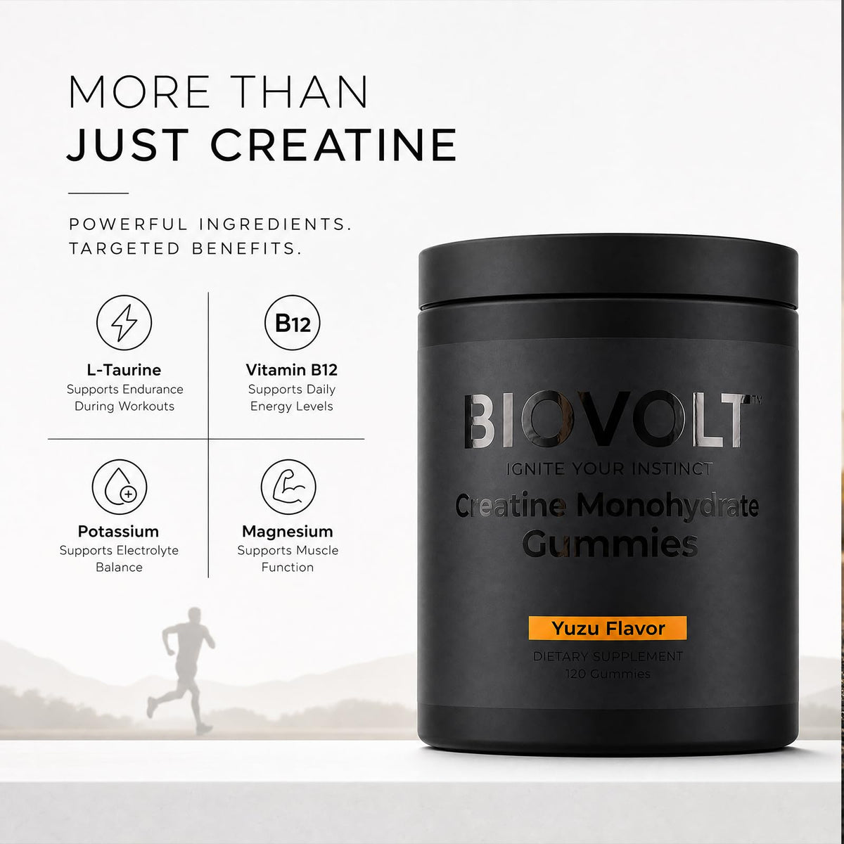 BIOVOLT Gummies de Créatine Monohydrate 5000mg en gros plan