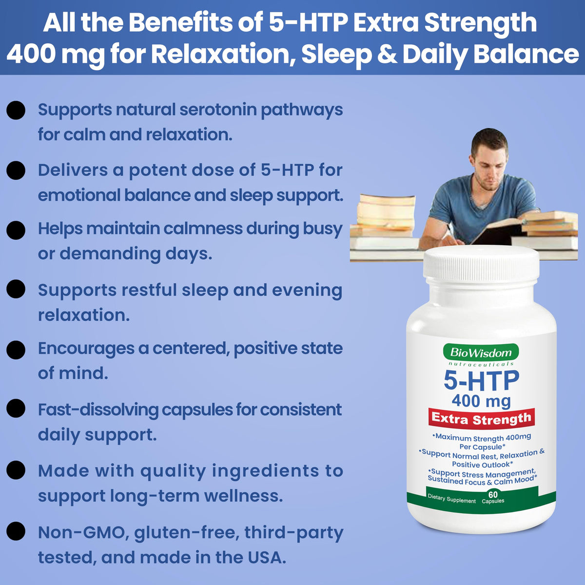 BioWisdom 5-HTP 400mg avec d'autres compléments alimentaires