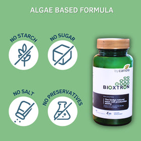 Bioxtron comprimés à mâcher, présentation en lifestyle avec des fruits