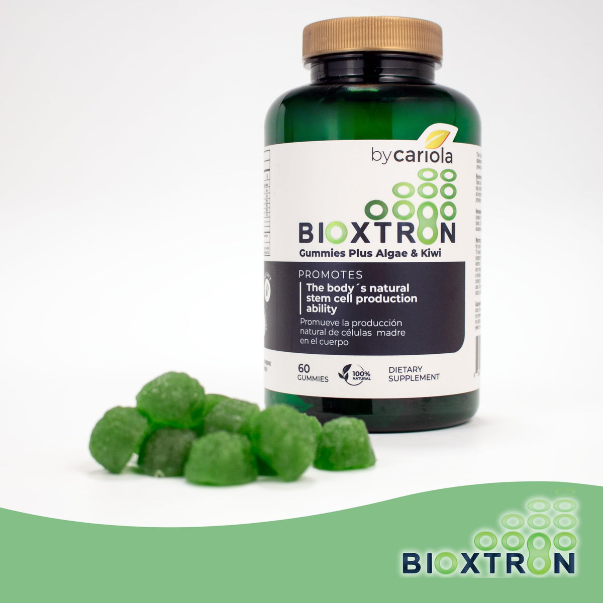 Bioxtron Gummies Spiruline étiquette avec informations nutritionnelles